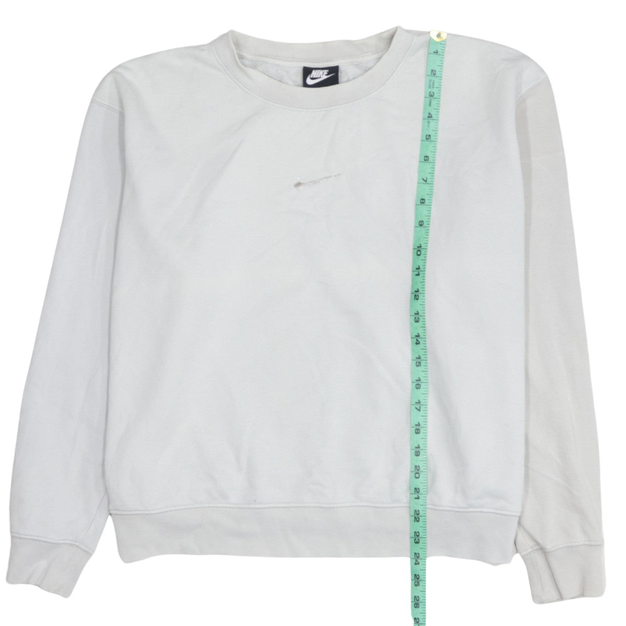 Nike Women White Crew Neck Pullover Sweatshirt L Cotton Blend