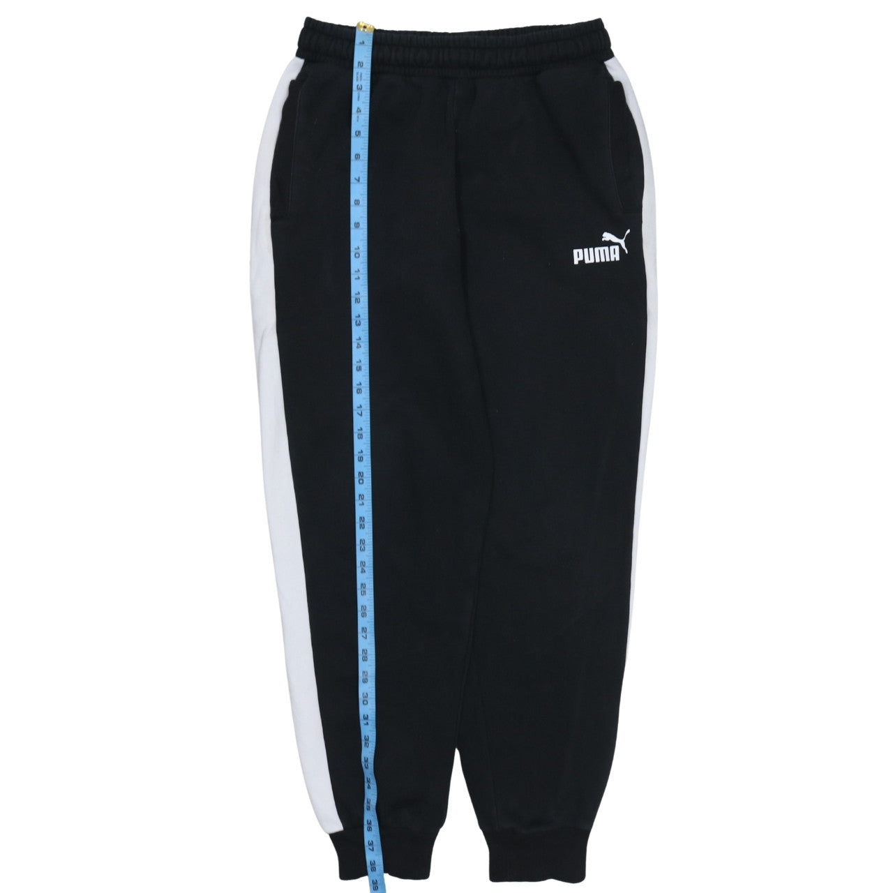 Puma Men's Black Jogger Trousers M Side Stripe Fleece Track Pants