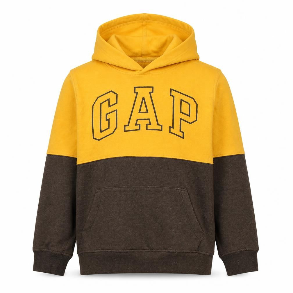 Gap Kids Boys Yellow and Brown Pullover Hoodie L Cotton Blend