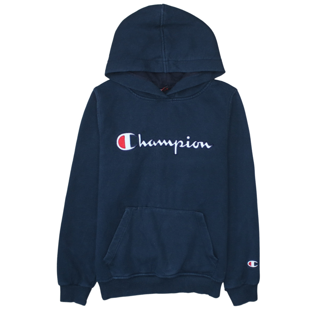 Champion Teens Blue Pullover Hoodie M Embroidered Logo Fleece