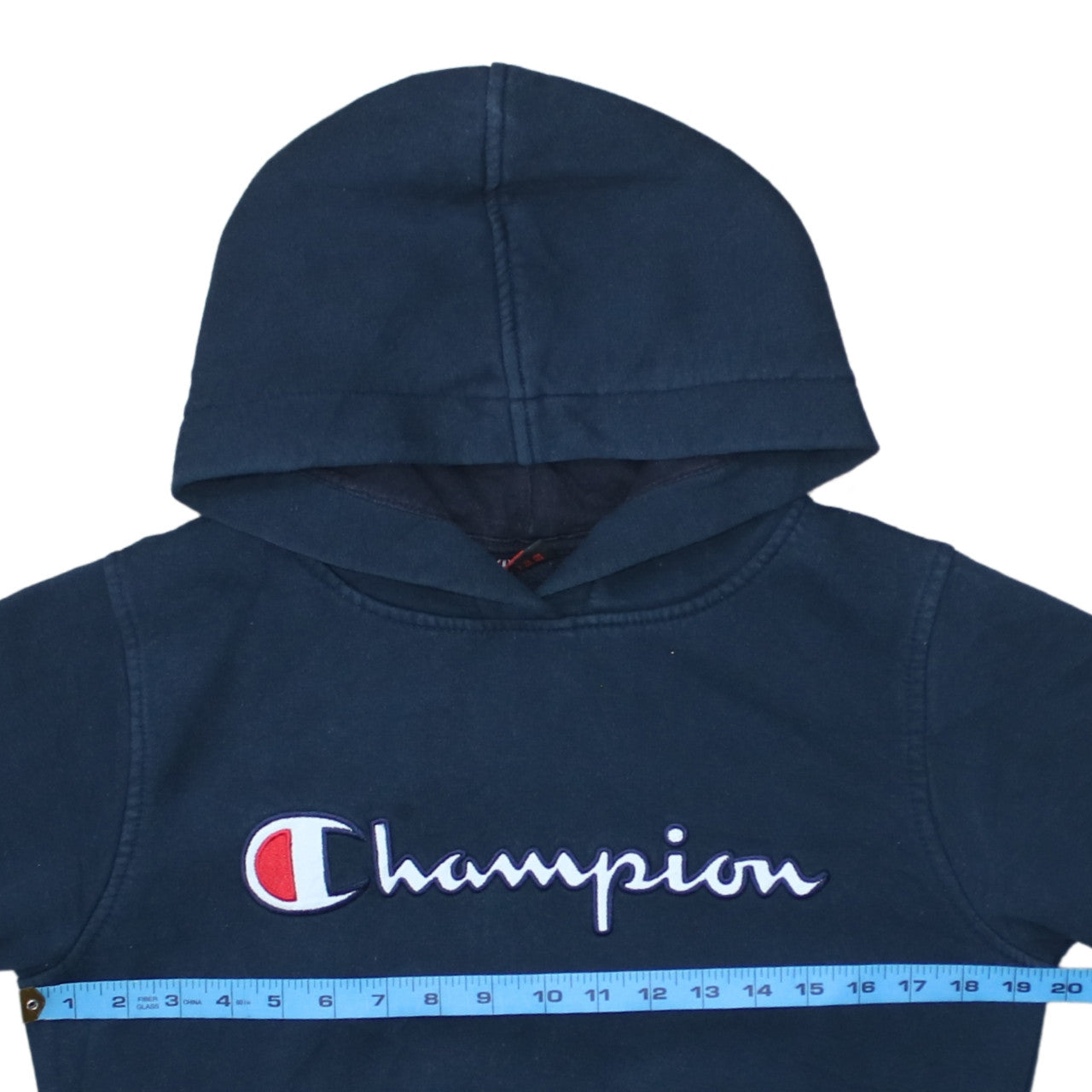 Champion Teens Blue Pullover Hoodie M Embroidered Logo Fleece