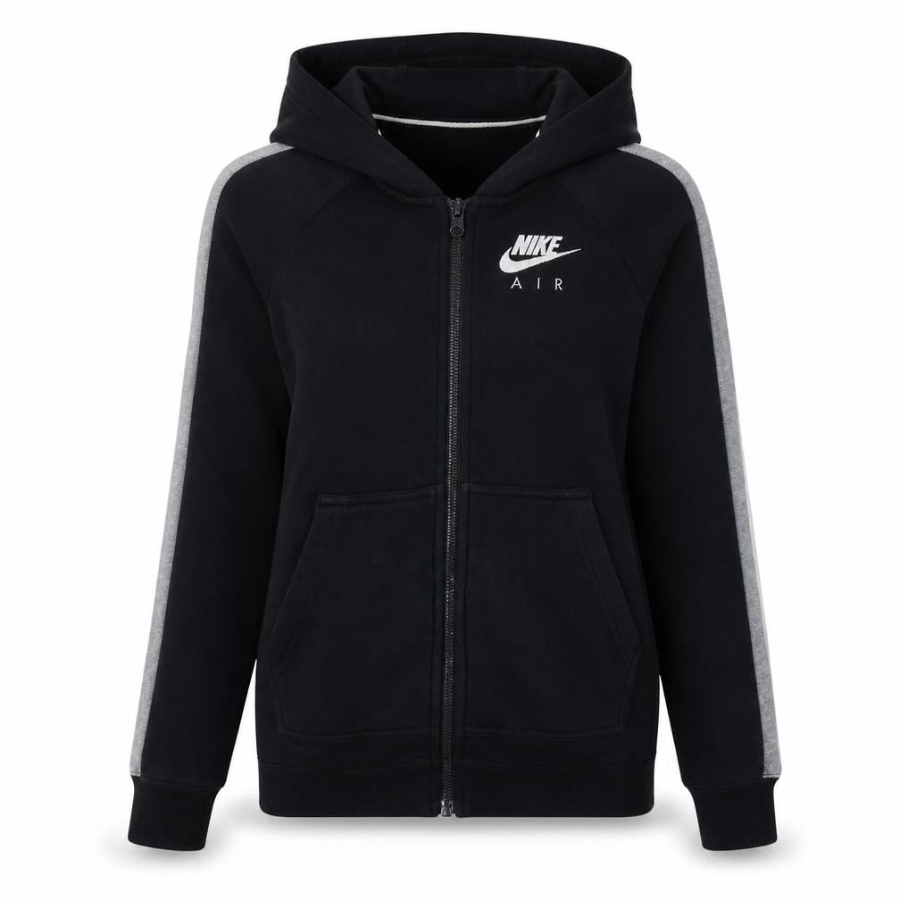 Nike Air Women's Black XS Full Zip Hoodie with Grey Stripes