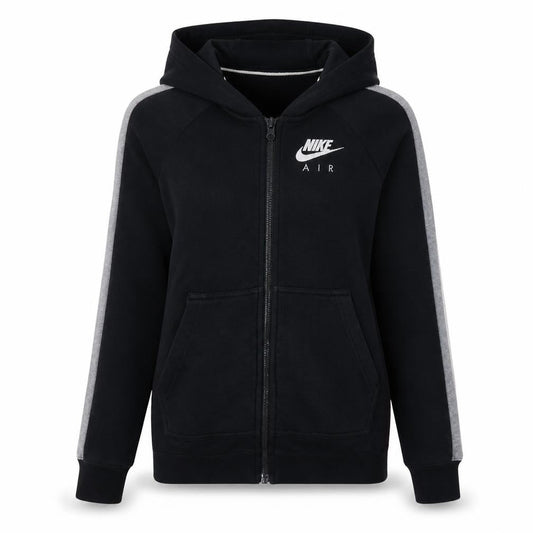Nike Air Women's Black XS Full Zip Hoodie with Grey Stripes