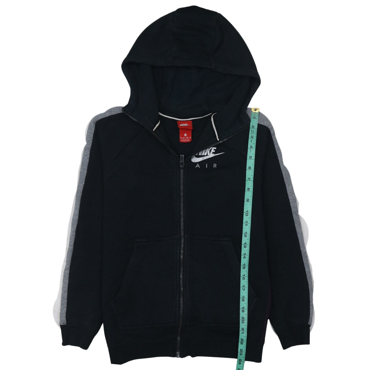 Nike Air Women's Black XS Full Zip Hoodie with Grey Stripes