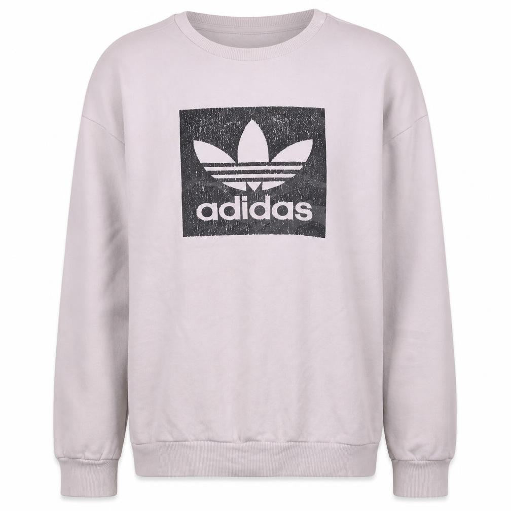 Adidas Boys White XL Sweatshirt with Trefoil Logo and Crew Neck