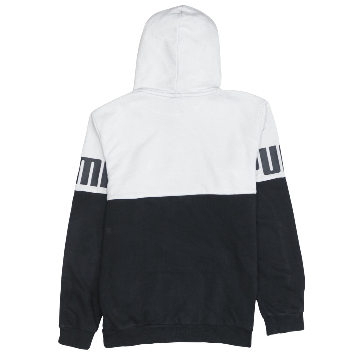 Puma Boys White and Black Pullover Hoodie Size 13-14 Years Colourblock