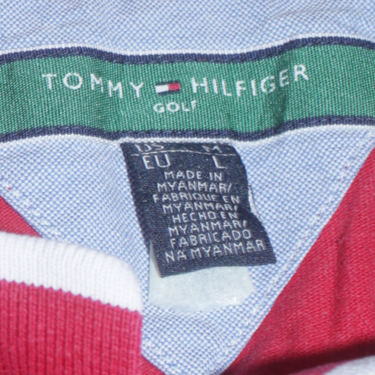 Tommy Hilfiger Mens Red Golf Polo Shirt Size L Cotton Short Sleeve