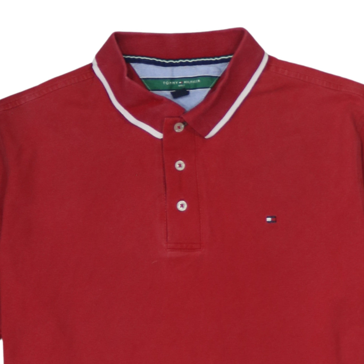 Tommy Hilfiger Mens Red Golf Polo Shirt Size L Cotton Short Sleeve