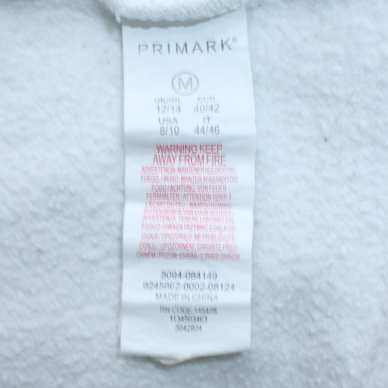 Disney Primark Womens White Mickey Hoodie Size M UK 12/14 Pullover