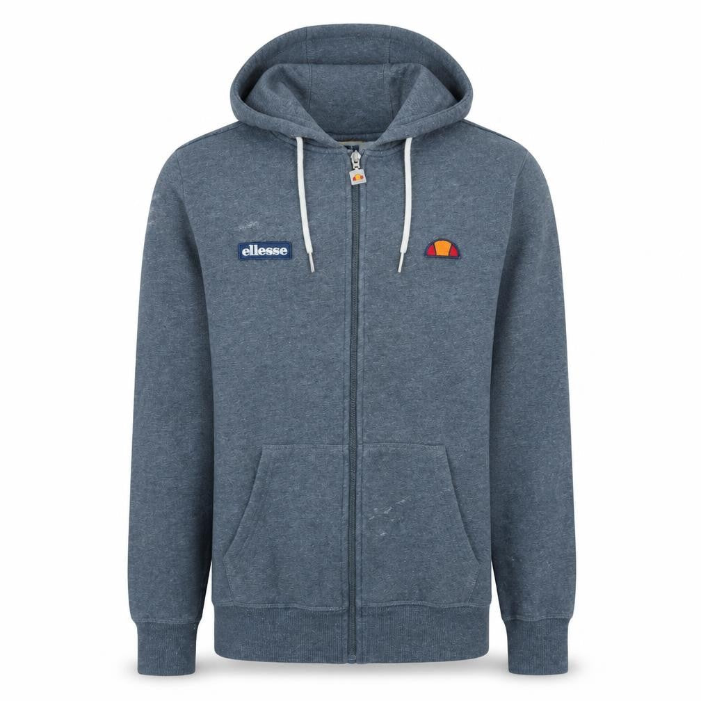 Ellesse Mens Blue Full Zip Hoodie M Regular Fit Logo Fleece