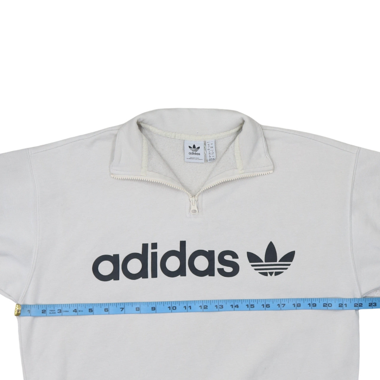 Adidas Women’s Ivory 1/4 Zip Pullover Sweatshirt UK 12