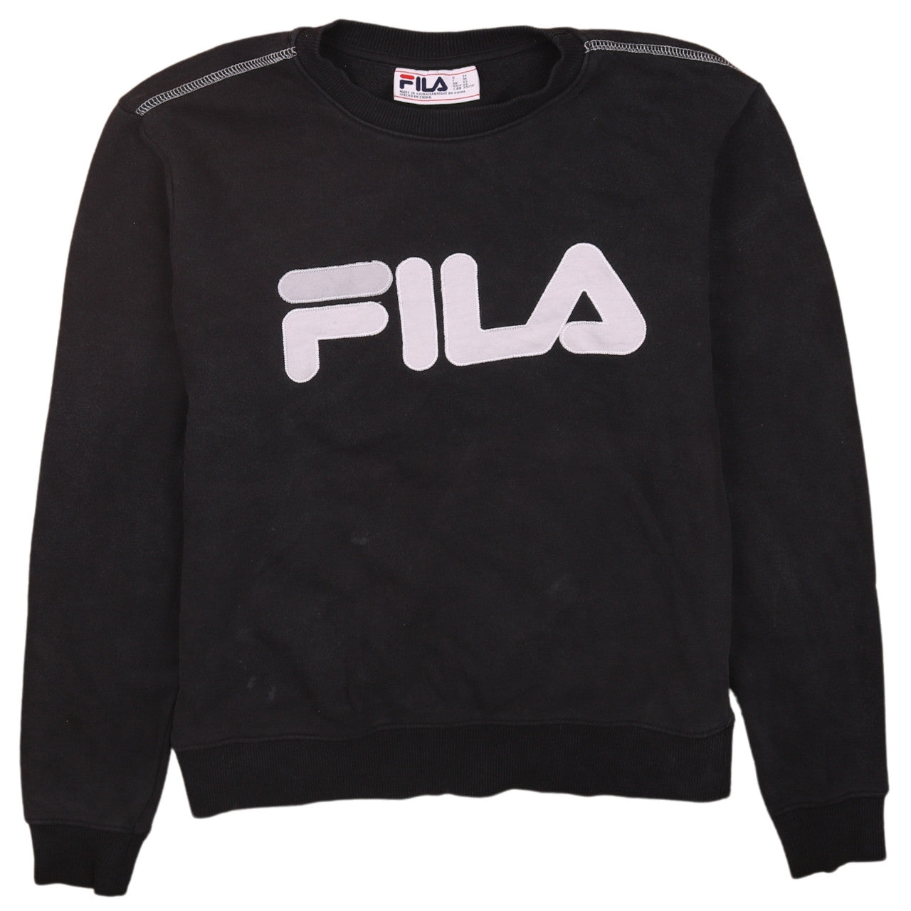 FILA Men's Black XS Pullover Sweatshirt Crew Neck Logo Fleece