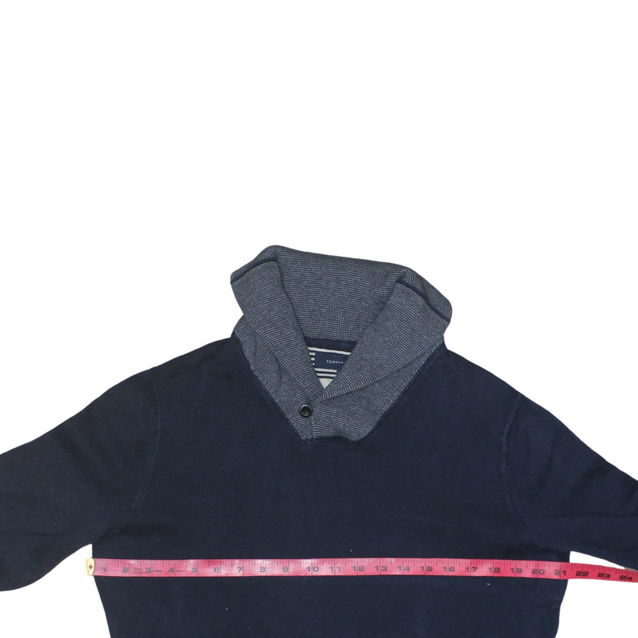 Tommy Hilfiger Men's Blue Cotton Shawl Collar Pullover Jumper M