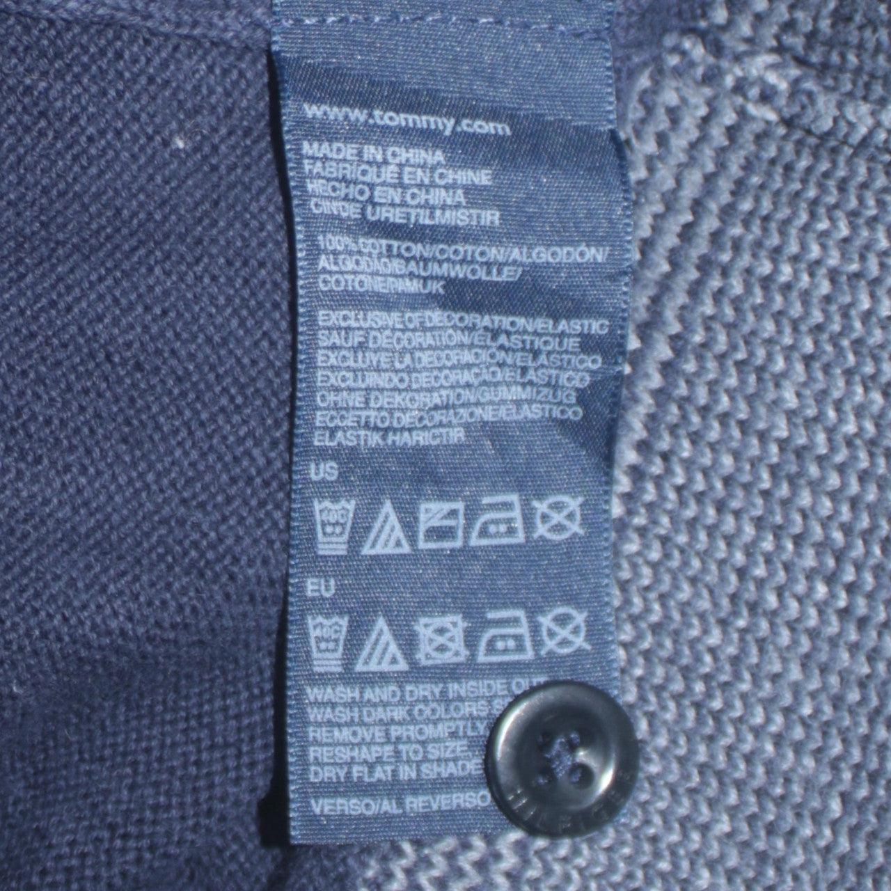 Tommy Hilfiger Men's Blue Cotton Shawl Collar Pullover Jumper M