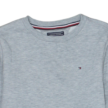 Additional view of Tommy Hilfiger boys’ grey sweatshirt, size 152, cotton blend crew neck