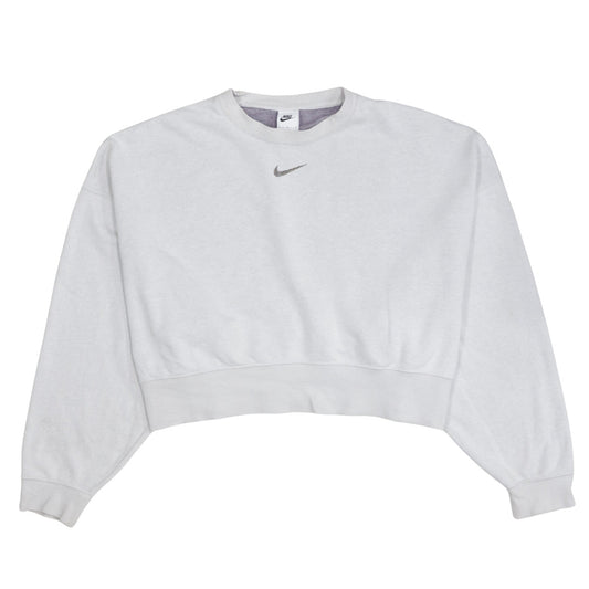 Nike Women White Cropped Pullover Sweatshirt Medium