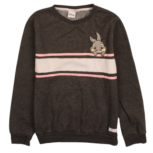 Disney Women Grey Thumper Sweatshirt XS Crew Neck Long Sleeve Pullover