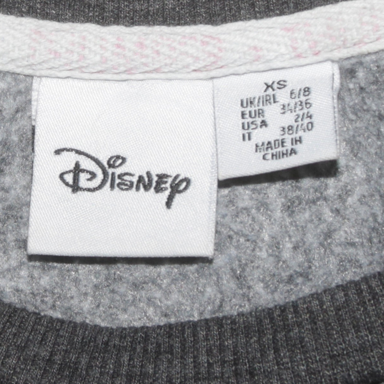 Disney Women Grey Thumper Sweatshirt XS Crew Neck Long Sleeve Pullover