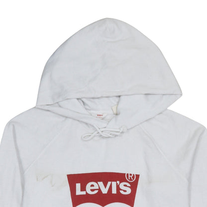 Levi's Men's White Pullover Hoodie Medium Graphic Logo Sweatshirt