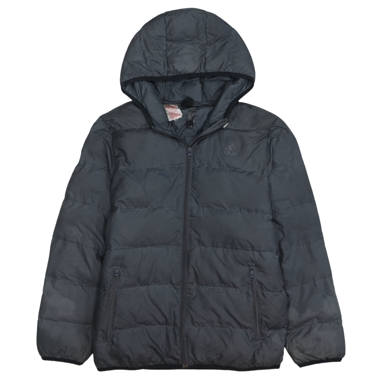 Adidas Boys Black Hooded Puffer Jacket Size 14 Years Winter Coat