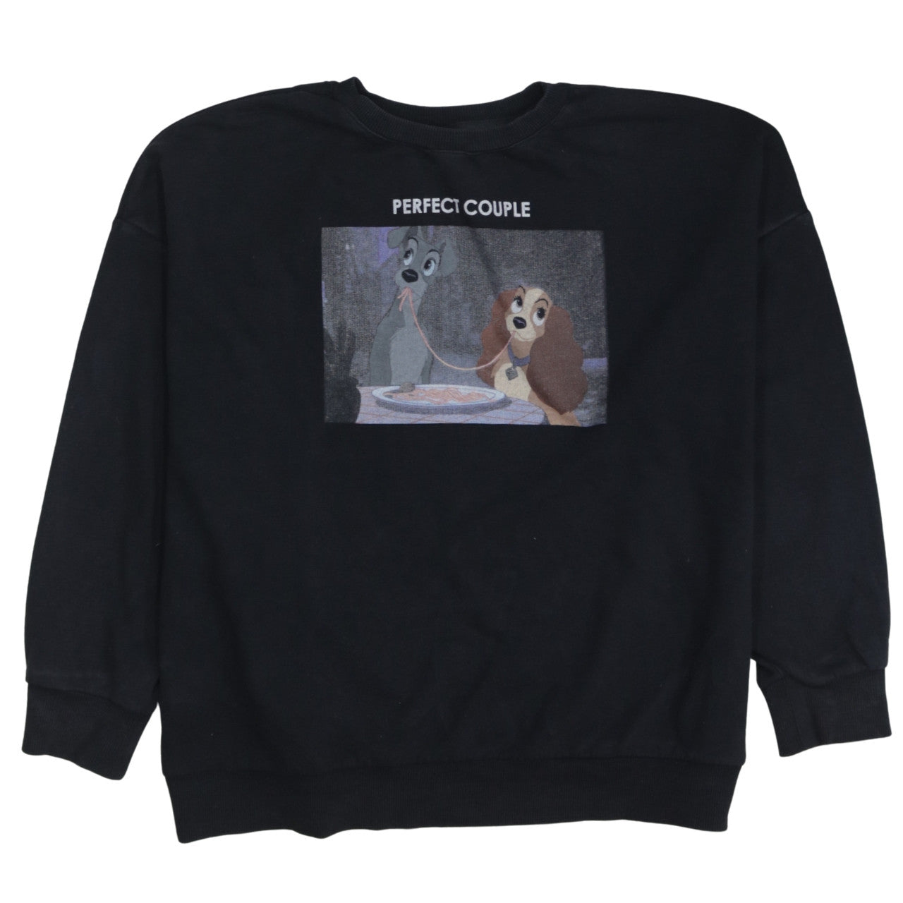 Disney Women Black Lady and the Tramp Sweatshirt L Graphic Pullover