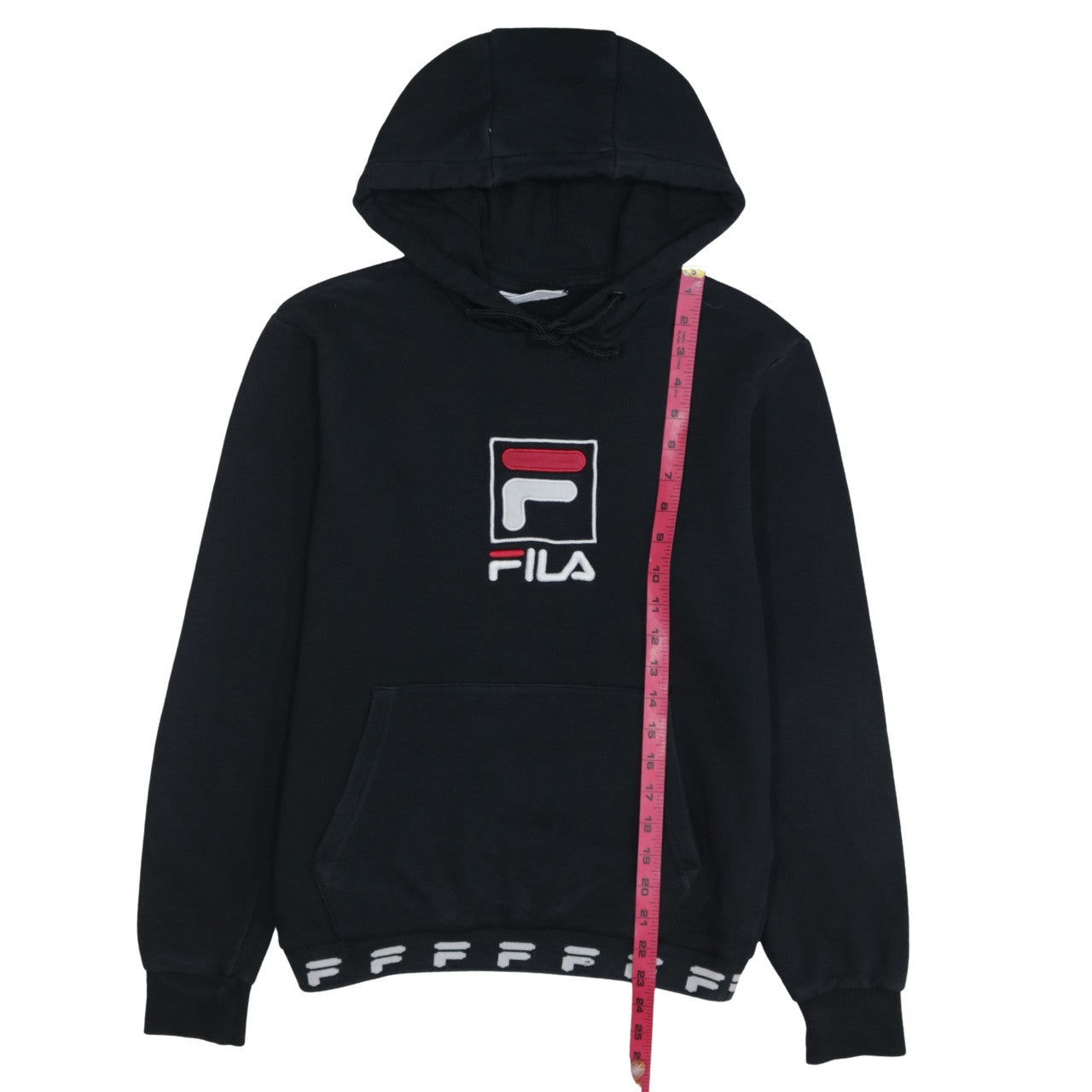 FILA Men's Black XS Pullover Hoodie Embroidered Logo Cotton Blend