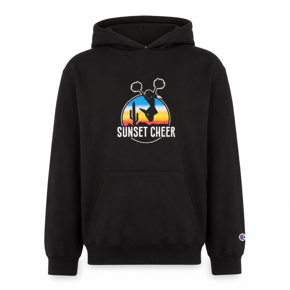Champion Boys Black Graphic Pullover Hoodie YL Sunset Cheer #AlwaysRising