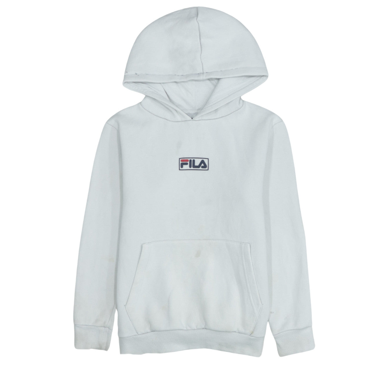 Fila Boys White Pullover Hoodie 13 Years Cotton Blend Logo Design