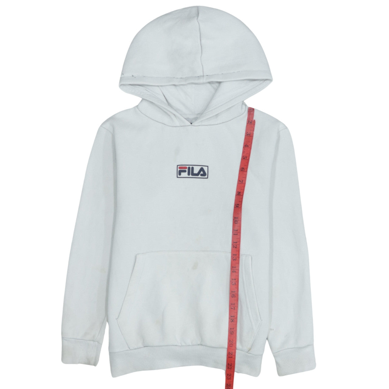 Fila Boys White Pullover Hoodie 13 Years Cotton Blend Logo Design