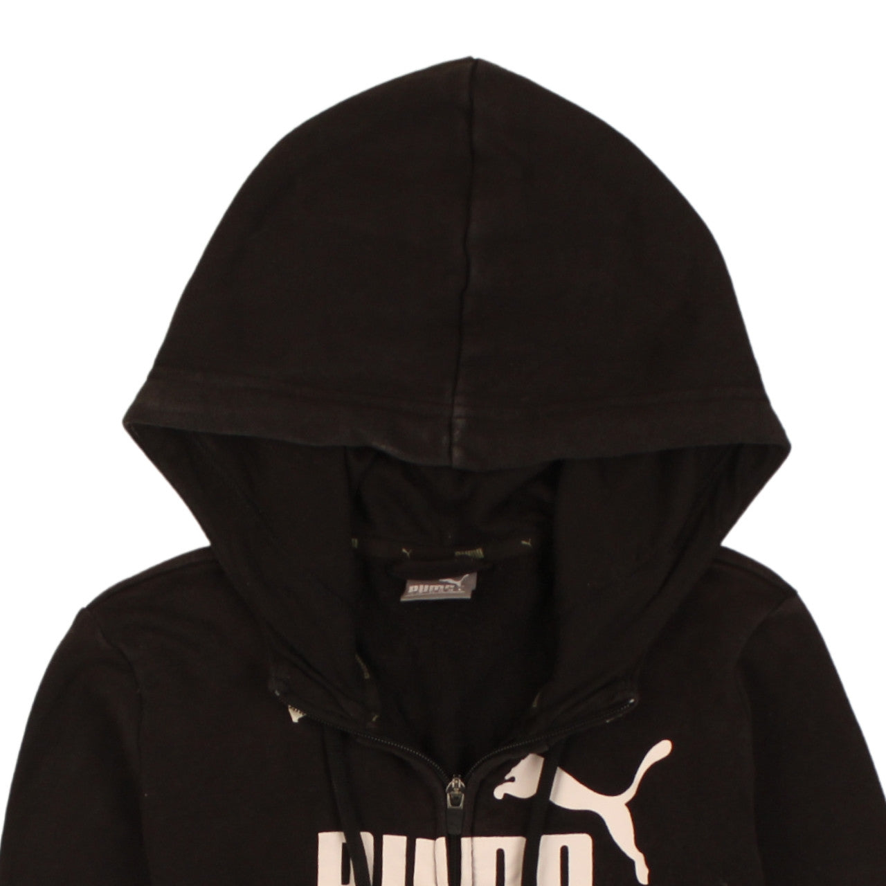 Puma Women's Black Full Zip Hoodie Size 8 Logo Graphic Sportswear