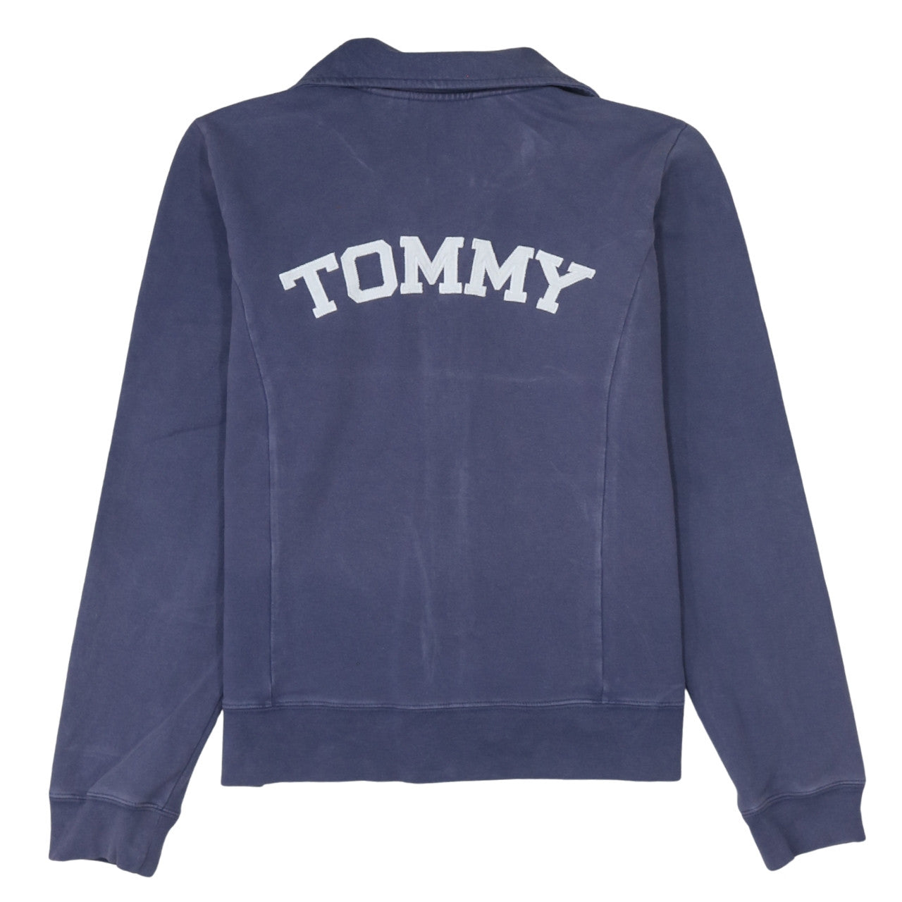 Tommy Hilfiger Women Blue Full Zip Hoodie Sweatshirt L Cotton Blend