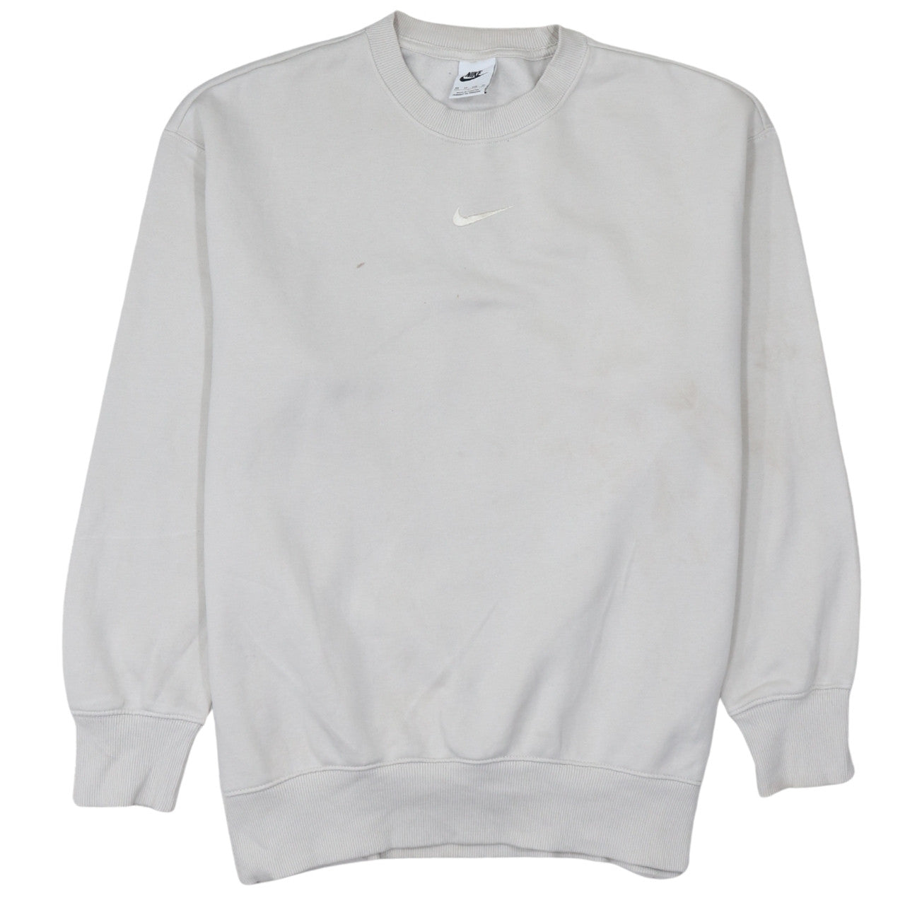 Nike Women Beige XS Pullover Crew Neck Sweatshirt Classic Logo