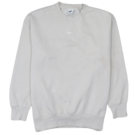 Nike Women Beige XS Pullover Crew Neck Sweatshirt Classic Logo
