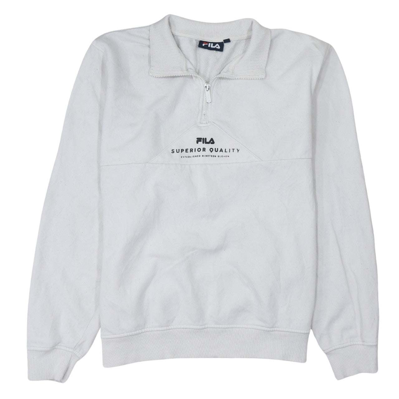 Fila Women’s White 1/4 Zip Sweatshirt Medium Cotton Blend Pullover
