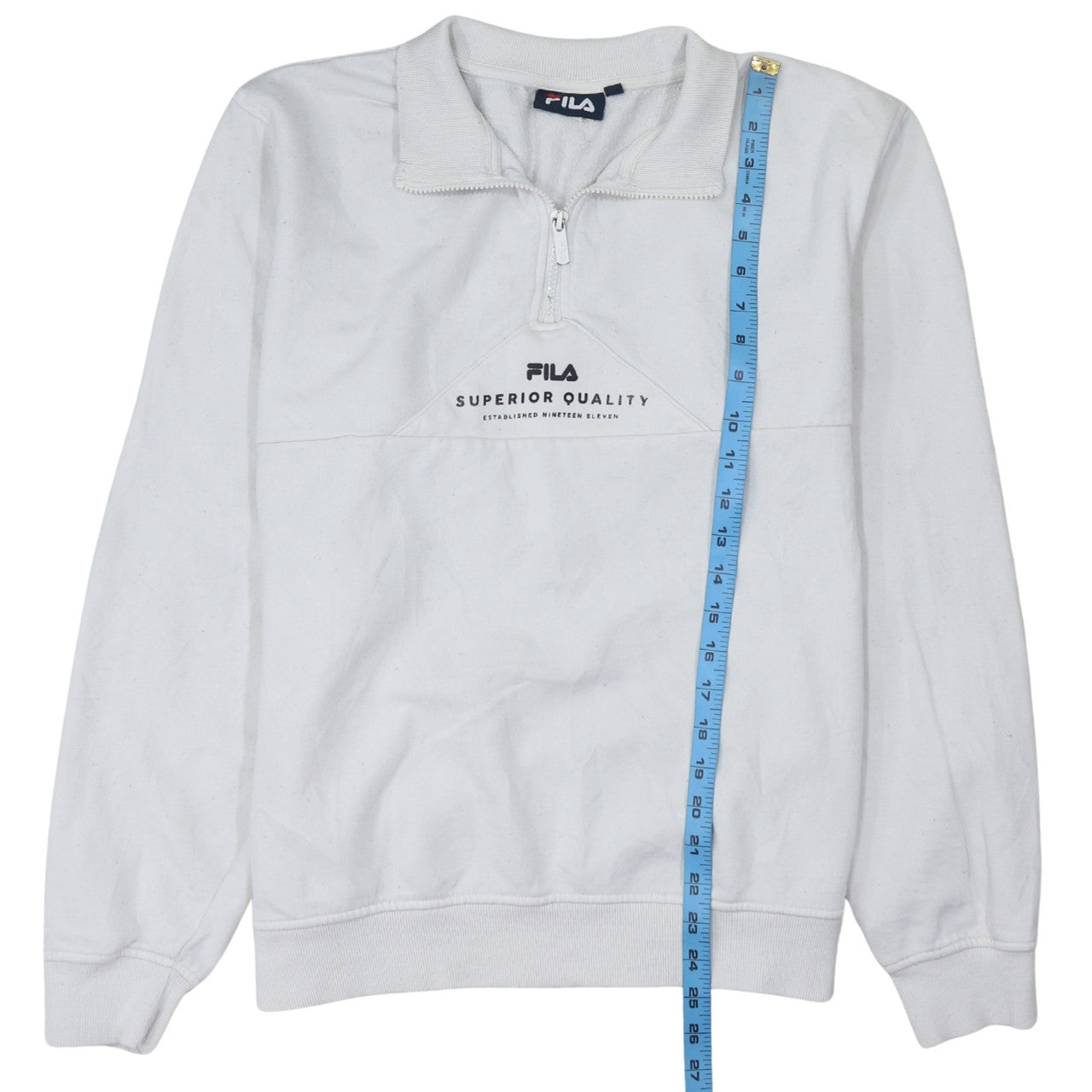 Fila Women’s White 1/4 Zip Sweatshirt Medium Cotton Blend Pullover