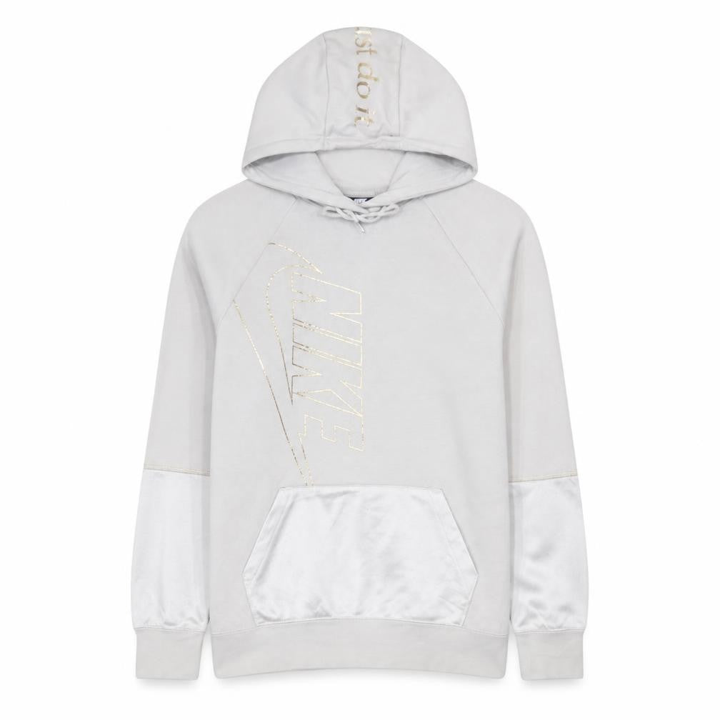 Nike Womens Beige XS Pullover Hoodie Gold Logo Just Do It