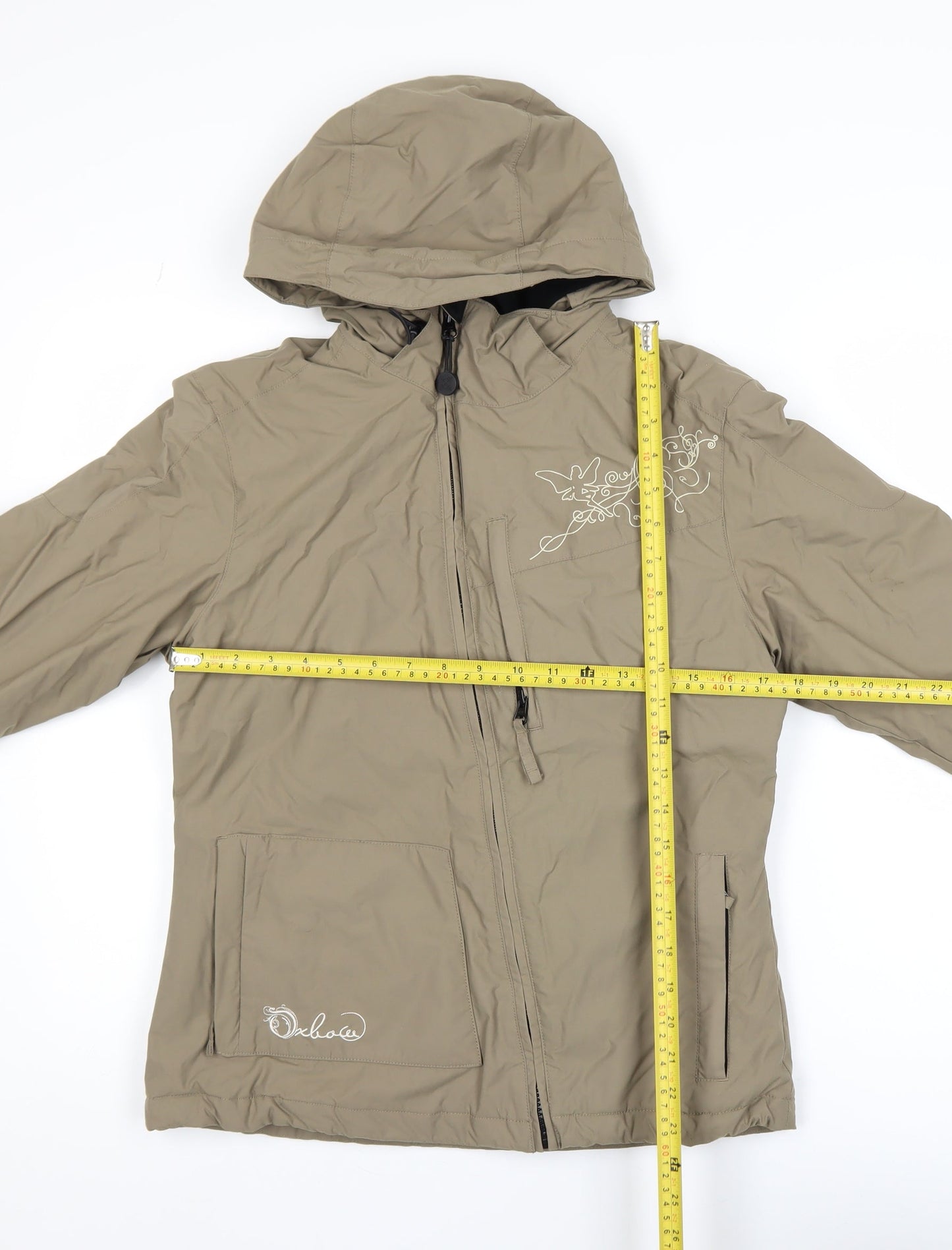 Oxbow Women’s Beige Hooded Windbreaker Jacket Size 2 Nylon Lightweight