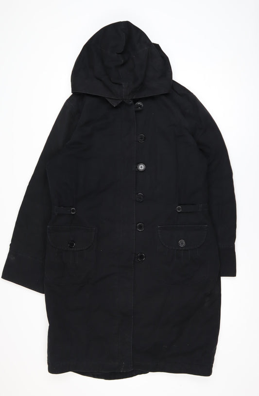 Rocha John Rocha Women's Black Cotton Hooded Parka Coat Size 16