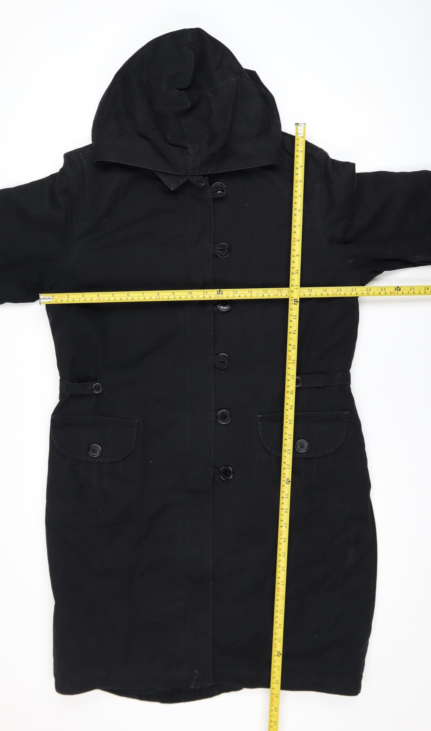 Rocha John Rocha Women's Black Cotton Hooded Parka Coat Size 16