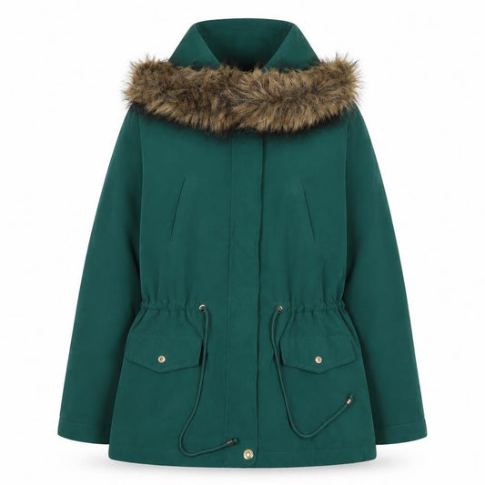 Primark Women’s Green Faux Fur Hooded Parka Coat Size 12
