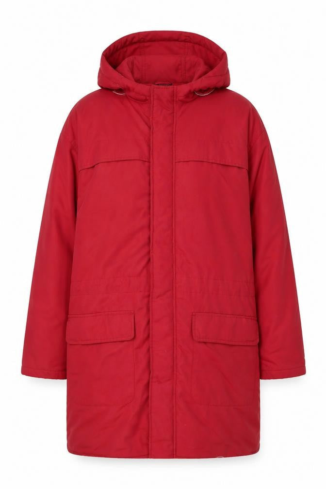 Cotton Traders Women's Red L Parka Coat Hooded Long Winter Jacket