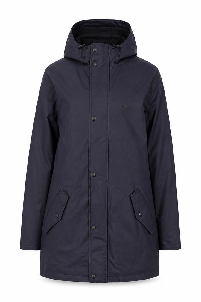 Pull & Bear Women's Blue Waterproof Hooded Long Rain Coat Size 12