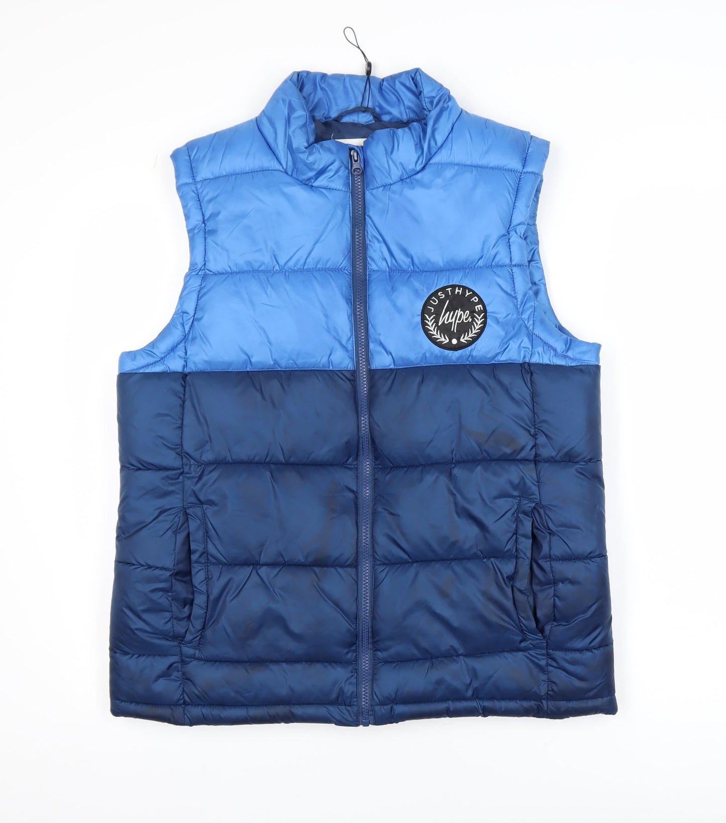 Hype Boys Blue Colourblock Puffer Gilet 14 Years Polyester Zip Waistcoat