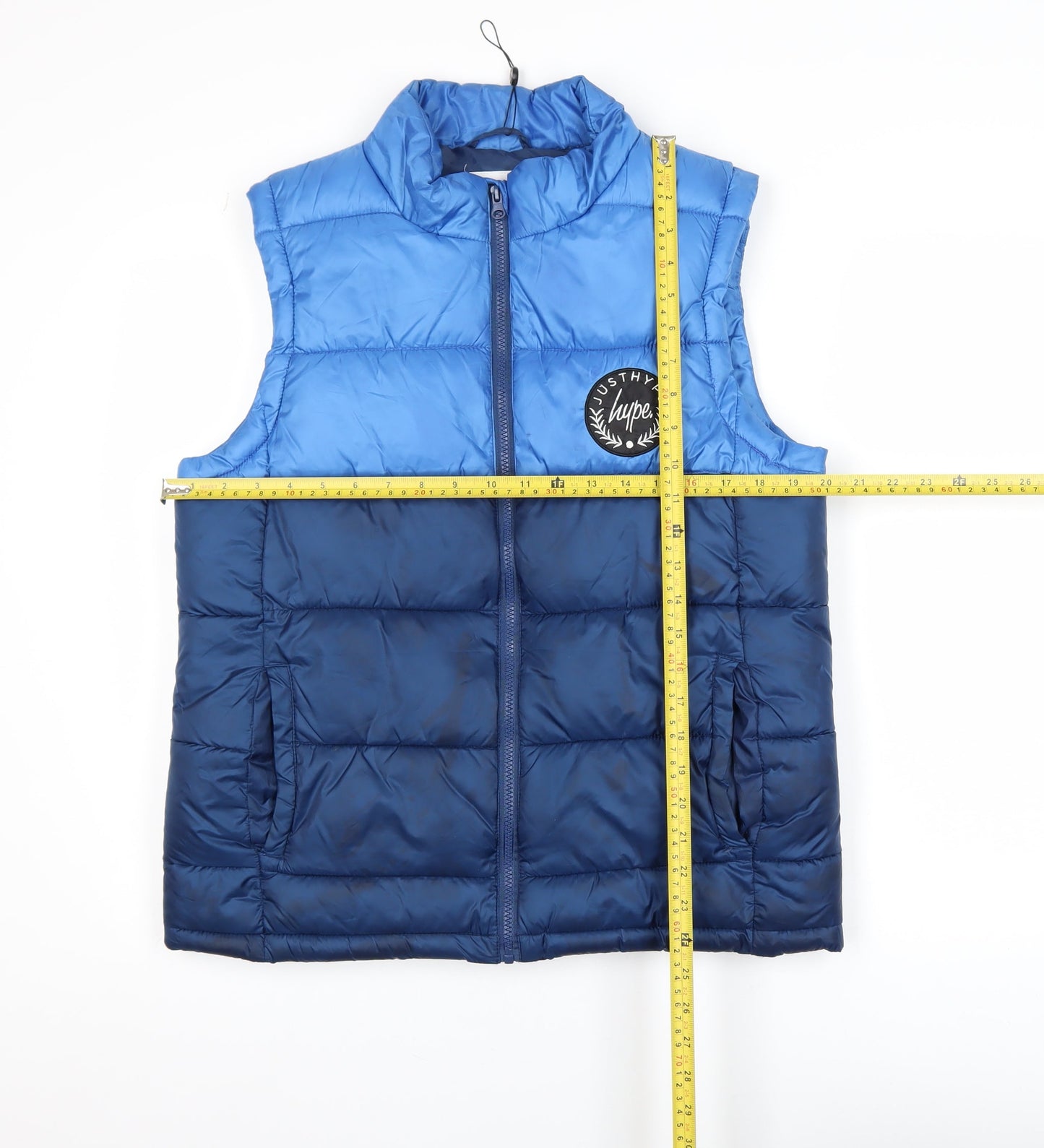 Hype Boys Blue Colourblock Puffer Gilet 14 Years Polyester Zip Waistcoat