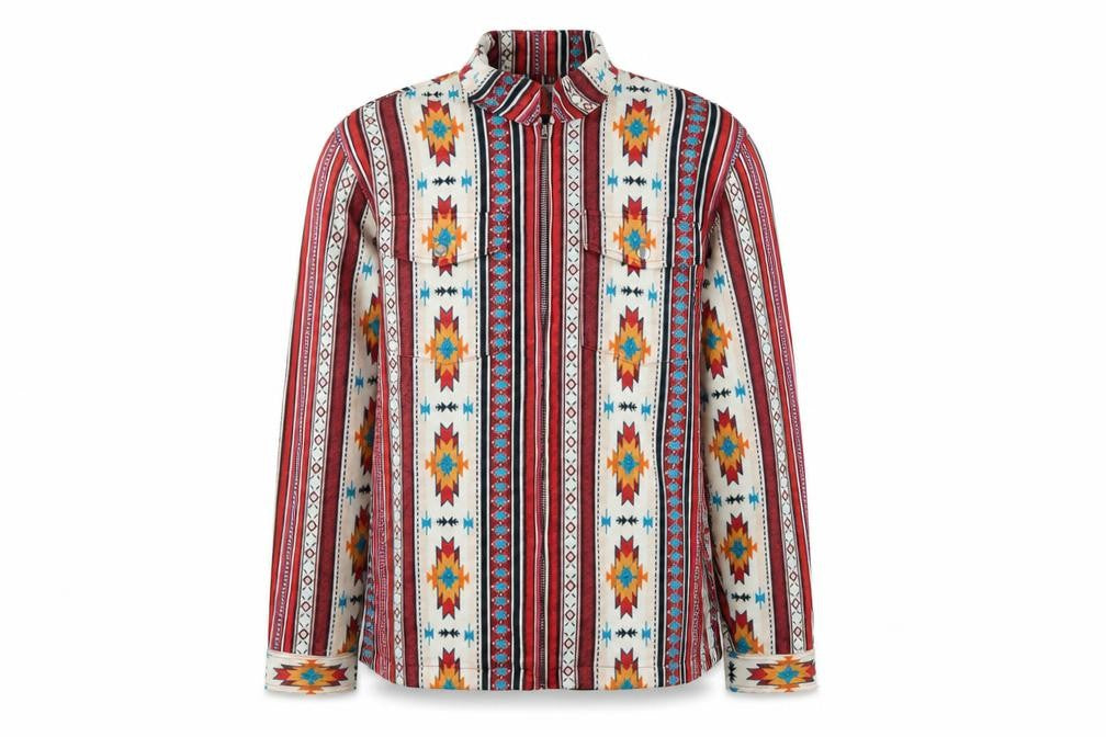 MISSLOOK Men's Multicoloured Aztec Fleece Shacket L Zip Jacket