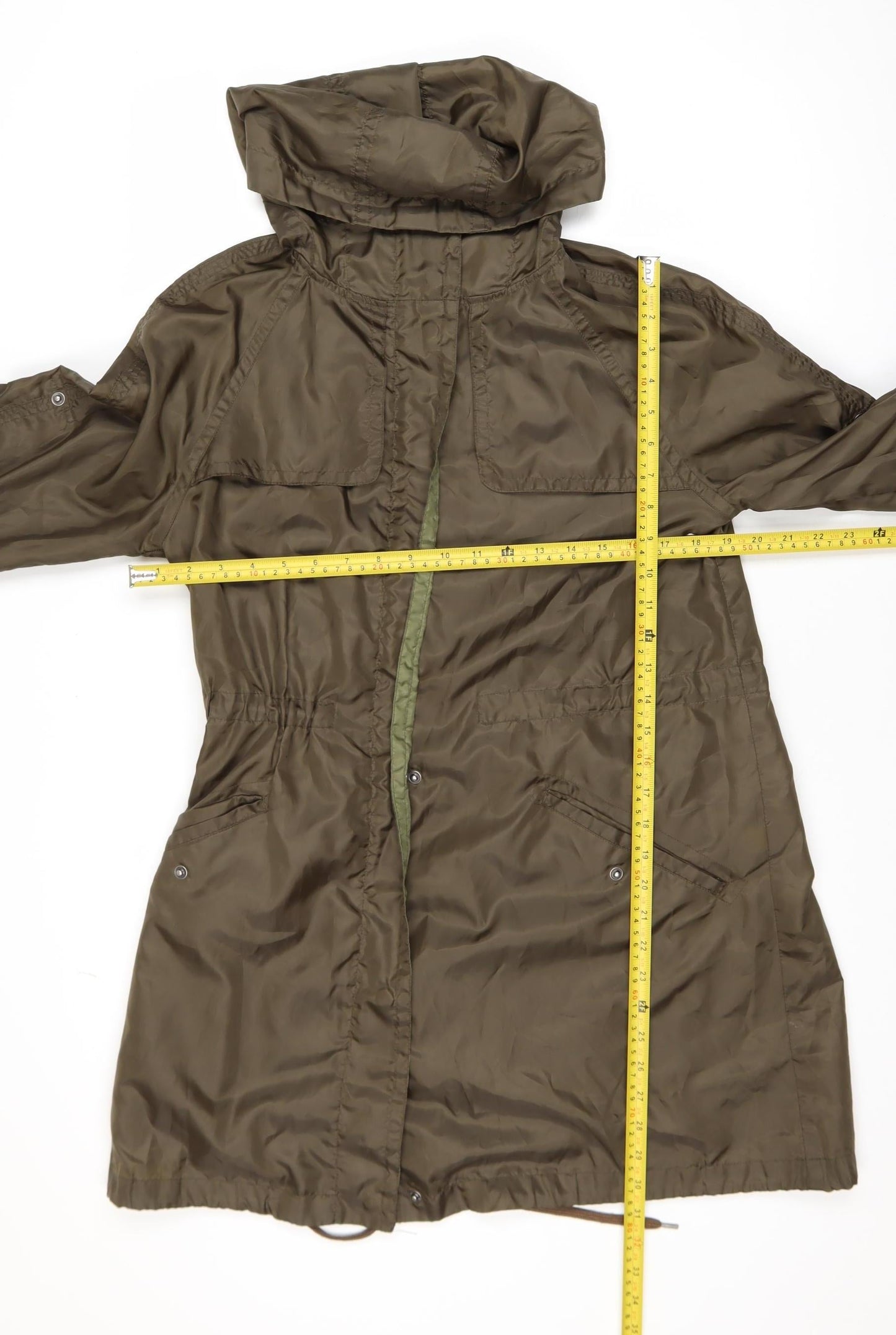Topshop Women’s Green Hooded Parka Coat Size 8 Longline Water Resistant