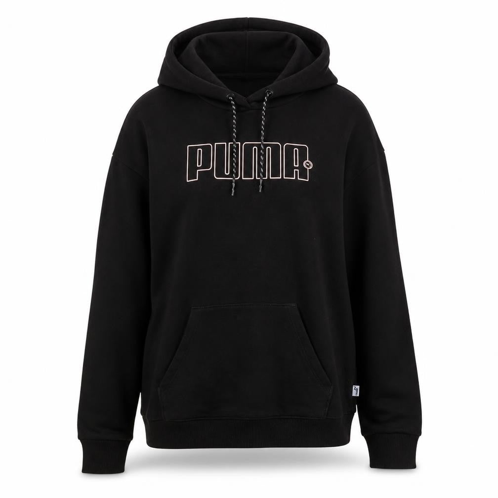 Puma Womens Black Pullover Hoodie Medium Cotton Blend Logo