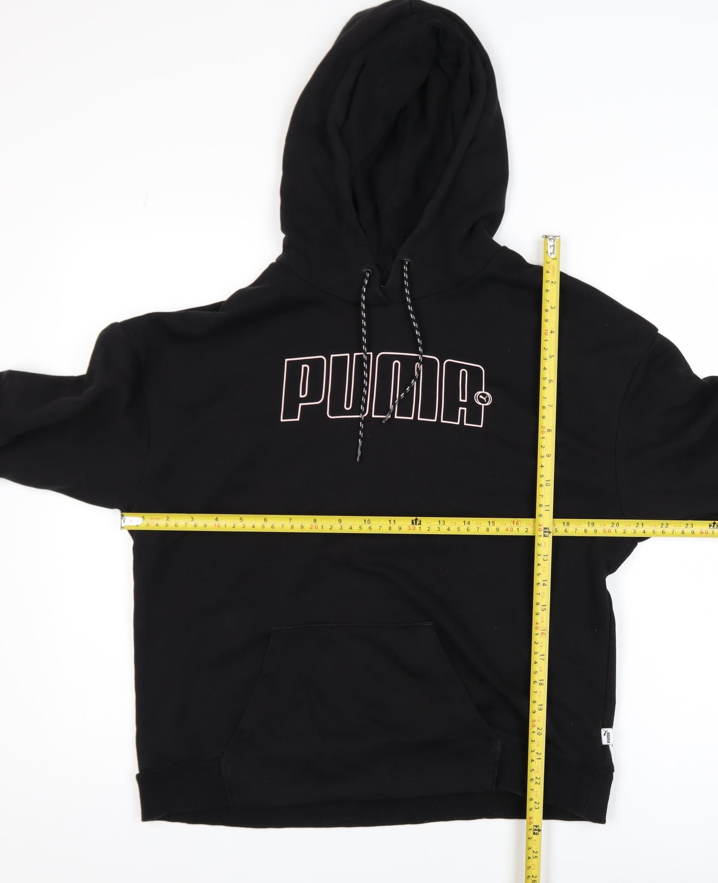 Puma Womens Black Pullover Hoodie Medium Cotton Blend Logo