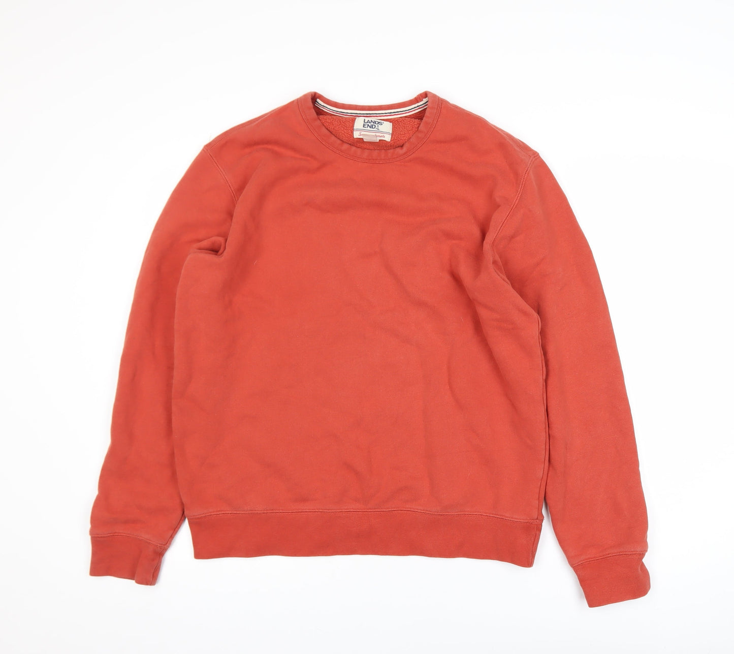 Lands' End Men's Red Pullover Sweatshirt Size M Crew Neck Fleece