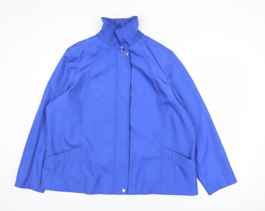Bm Collection Womens Blue L Basic Mid-Length Zip Jacket